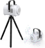 PHNIXGAM Bubble Machine Large Capacity, Automatic Kids Bubble Blower with 10 Holes 2 Speeds 17oz Capacity, Rechargeable Portable Bubble Toy with Tripod for Indoor, Outdoor, Birthday, Parties (White)