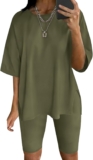 PICKLION Womens Oversized Sets Loungewear Tracksuit Outfit Suits T-Shirt & Shorts 2 Piece