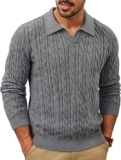 PJ PAUL JONES Mens Jumper V Neck Cable Knitted Polo Shirts Golf Sweater Jumpers