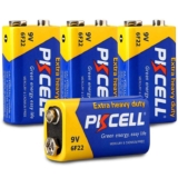 PKCELL 9V Battery 6F22/PP3 (4 Pack) – Long-Lasting 9 Volt Square Batteries