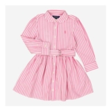 POLO RALPH LAUREN Pink & White Stripe Shirt Dress