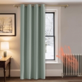 PONY DANCE Sage Green Window Blackout Curtain with Eyelet for Living Room, Thermal Insulated Energy Saving Curtain 90 Inch Drop Extra Long Drapes for Room Darkening, 1 Panel, W52 X L90