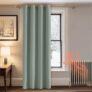 PONY DANCE Sage Green Window Blackout Curtain with Eyelet for Living Room, Thermal Insulated Energy Saving Curtain 90 Inch Drop Extra Long Drapes for Room Darkening, 1 Panel, W52 X L90