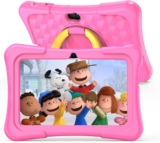 PRITOM Kids Tablet 7 Inch Android 11, 2GB RAM 32GB ROM BT WiFi Dual Camera Educational Games Parental Control, Kids Software with Type C, Pink