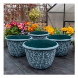 Pack of Four – Large Green & White Serenity Planters (30cm)