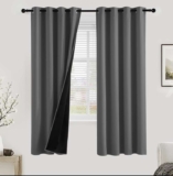 Pair Grey blackout eyelet curtains , 52 x 72