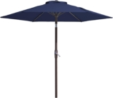 Palawano 2.26m Garden Parasol with 6 Sturdy Ribs, Push Button Tilt/Crank Garden Umbrella, Outdoor Umbrella for Garden, Deck, Backyard, Pool and Beach, Navy Blue