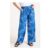 Palm Print Wide Leg Paperbag Linen Trousers