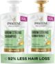 Pantene Grow Strong Shampoo and Conditioner Set, XL Hair Growth Shampoo For Dry Damaged Hair, Helps Reduce Hair Loss with Bamboo and Biotin, VALUE PACK, 2x 1L