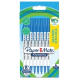 Paper Mate Kilometrico Ballpoint Pens – pack of 8, Long Writing with Medium Point (1.0mm) – Blue Ink