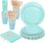 Party Tableware Set, 175PCS Party Tableware Dinnerware Decorations, Paper Plates Cups and Napkins, Straw, Wooden Cutlery, Blue