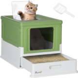 PawHut Hooded Cat Litter Box, Pet Toilet w/Scoop, Tray – Light Green