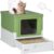 PawHut Hooded Cat Litter Box, Pet Toilet w/Scoop, Tray – Light Green