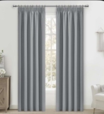 Pencil Pleat Blackout Curtains Thermal Insulated Sound Reducing 2 Panels – Light Grey 46×72 Inch
