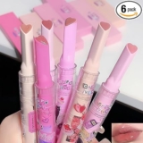 Petansy 6 Colors Jelly Lipstick Heart Shape Lipstick Set Plumping Serum Lip Balm Ultra Hydrating Smooth Lip Gloss for Women Makeup