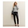 Petite Black Faux Leather Biker Leggings