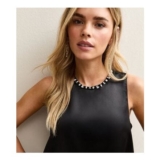 Petite Black Satin Bubble Top