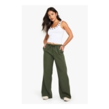 Petite Woven Elasticated Waist Straight Leg Trousers