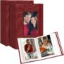 Photo Album 6 x 4,Slip-in Picture Albums,Linen Hardcover Picture Albums for Family Anniversary Baby Wedding 52 Pockets 2 Pack Red