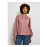 Pink Collar Long Sleeve Blouse