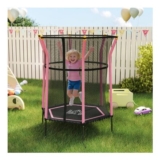 Pink HOMCOM 5.4ft Kids Trampoline with Enclosure