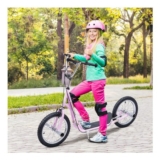 Pink HOMCOM Teen Push Scooter with 16-Inch Wheels, Adjustable