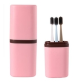Pink Travel Toothbrush Cup Case with Seal Cover
