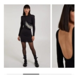 Pink Vanilla Scoop Neck Long Sleeve Shoulder Pad Dress