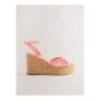 Pink round Toe Weave Detail High Cork Wedges