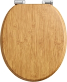 Pipishell O-Shaped Wooden Toilet Seat with Soft-Close Mechanism and Smooth Metal Hinges, MDF Slow Close Toilet Seat & Lid, Easy Assembly & Cleaning, Fits Most Bathroom Toilets