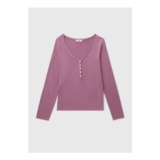 Plum Henley Long Sleeve Pyjama Top – Medium