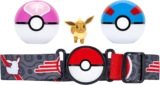 Pokémon Eevee Clip N Go Belt Set – 2-Inch Eevee Battle Figure with Great Ball, Love Ball, and Themed Belt