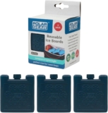 Polar Gear 3 Pack 8cm Freezer Blocks Ice Brick Long lasting Reusable Ice Boards – Cooler Block for Travel Picnic Just Freeze and place in your Cool Bag Box to keep food & drinks cool Navy Blue