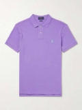 Polo Ralph Lauren Slim-Fit Logo-Embroidered Cotton-Piqué Polo Shirt in Purple, Medium