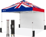 Pop Up Gazebo with 1 Sidewall 3m x 3m, Waterproof Pop Up Tent, Center Lock One Push Instant Event Shelter Canopy, Folding Party Tent with Carry Bag, Bonus 8 Stakes and 4 Ropes, Union Jack