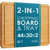 Premium Organic 2-in-1 Extra-Large Wooden Chopping Board & Serving Tray 44x30x2cm