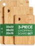 Premium Wooden Chopping Boards 3 Piece 100% Natural Organic Bamboo Chopping Board Set Different Sizes for Every Occasion Ideal for Carving Meat, Cutting Vegetables, Cheeses and Bread, Dishwasher Safe