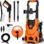 Pressure Washers 1800w Max.135Bar Jet Washers Pressure Washers with Patio Cleaner & Fix Brush,Power washer with Adjustable Nozzle, Foam Cannon for Patios/Car/Garden/Fences Yard