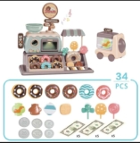 Pretend Play Donut Shop Toy Set with Functional Oven, Lights & Play Money – Pink 34pcs