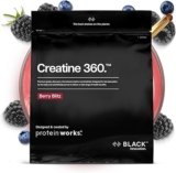 Protein Works Creatine 360 – Black Innovation, Creatine Monohydrate, Micronised Creatine Powder, 100% Purity, 200 Mesh Ultra Fine Creatine, Energy & Performance, Berry Blitz, 125 Servings, 500g