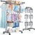 PurKeep Thicken & Durable Clothes Airer, Extra Large 4-Tier Capacity Foldable Clothes Drying Rack with Wheels, Stainless Steel Clothes Horse for Indoor/Outdoor Use in Bedroom, Laundry 50D x 76W x 172H