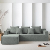 PurrJoys 2-Piece Modular Sectional Sleeper Sofa,L-Shape Chaise,7-Seater Sofa,Upholstered Couches for Living Room Bedroom,No Assembly Required,Grey