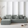 PurrJoys 2-Piece Modular Sectional Sleeper Sofa,L-Shape Chaise,7-Seater Sofa,Upholstered Couches for Living Room Bedroom,No Assembly Required,Grey