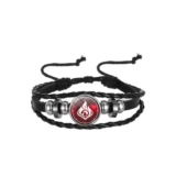 QKEOISUD Genshin Impact Pyro Leather Bracelet, Unisex Adjustable Bangle