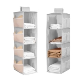 QUMENEY Hanging Wardrobe Storage Organizer, 2-Piece, 4-Layers, Grey