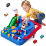 Qivange Kids Car Toy for 3 4 Year Old Boy, Car Adventure Race Track, City Rescue Track Cars w/ 4 Cars for 3 4 5 6 7 8 Boys, Educational Interactive Toy for Child Toddler Birthday Gift 26 x 27 x 20cm