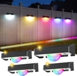 Quntis Solar Fence Lights Outdoor Garden Linear Light Effect, 4Pack Solar Step Lights with Warm White & 11 RGB Modes, Auto On/Off IP44 Waterproof Spotlights Stair Wall Patio Deck Yard Pathway Post