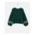 RECYCLED MATERIALS Dark Green Fluffy Crew Neck Lofty Knitted Jumper