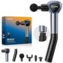 RENPHO Reach Handle Massage Gun with 5 Speed 4 Head,Mini Massage Gun with Extension Handle, Grey