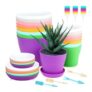 RETON 38-Piece Colorful Plastic Plant Pots Set with Tray
